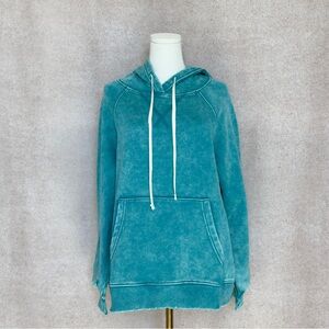 Zenana Outfitters Teal Mineral Washed Hoodie with Kangaroo Pocket